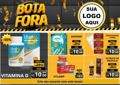 Modelo de Encarte para Encarte A4 Horizontal com o tema Bota Fora para Farmácia