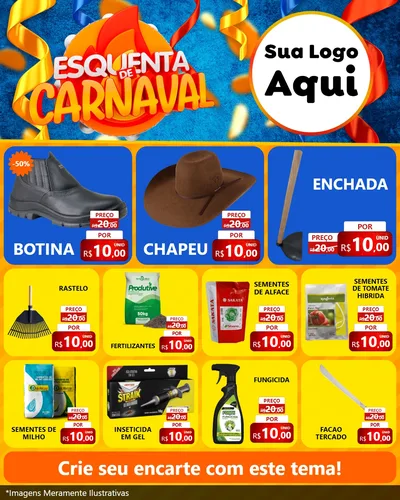 Modelo de Rede Social para Feed Instagram com o tema Esquenta de Carnaval para Agropecuária