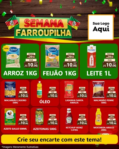 Modelo de Rede Social para Feed Instagram com o tema Semana Farroupilha para Supermercado