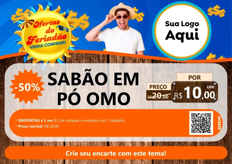 Modelo de Cartaz para Cartaz A4 Horizontal com o tema Ofertas do Feriadão para Produtos de Limpeza