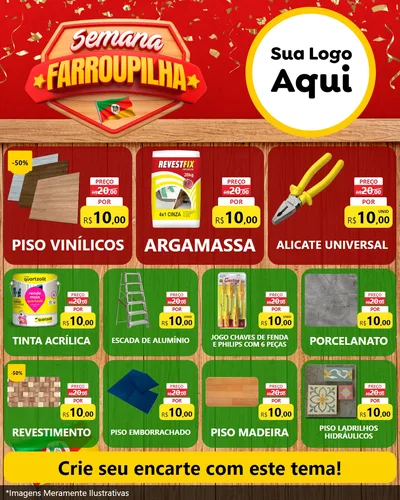 Modelo de Rede Social para Feed Instagram com o tema Semana Farroupilha para Material para Construção