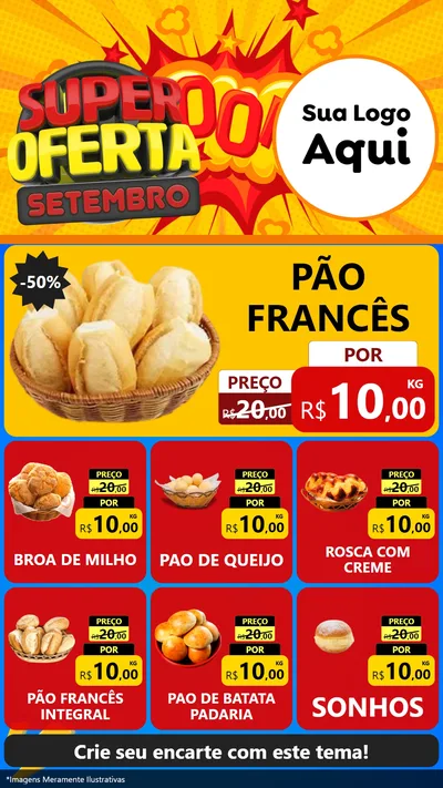 Modelo de Rede Social para Stories com o tema Super Oferta Setembro para Padaria