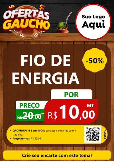 Modelo de Cartaz para Cartaz A4 Vertical com o tema Ofertas Dia do Gaúcho para Materiais Elétricos