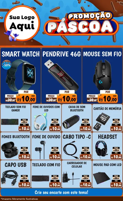 Modelo de Encarte para Encarte Grande com o tema Promoção Páscoa para Informática