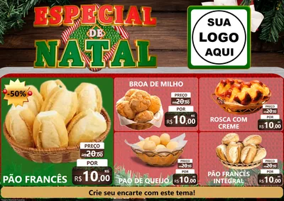 Modelo de Encarte para Encarte A4 Horizontal com o tema Especial de Natal para Padaria