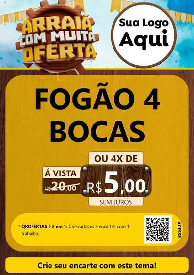 Modelo de Cartaz para Cartaz A4 Vertical com o tema Ofertas de São João - Junina para Móveis e Eletro