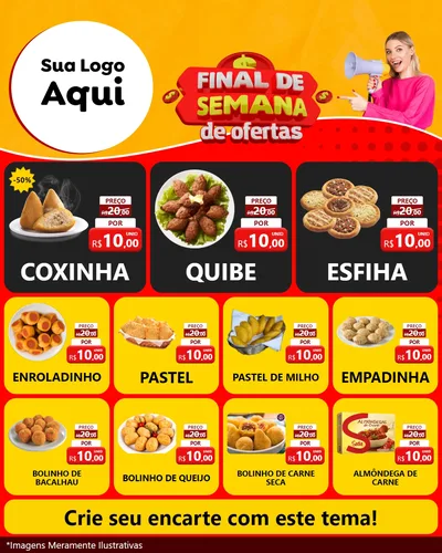 Modelo de Rede Social para Feed Instagram com o tema Final de Semana de Ofertas para Salgadaria