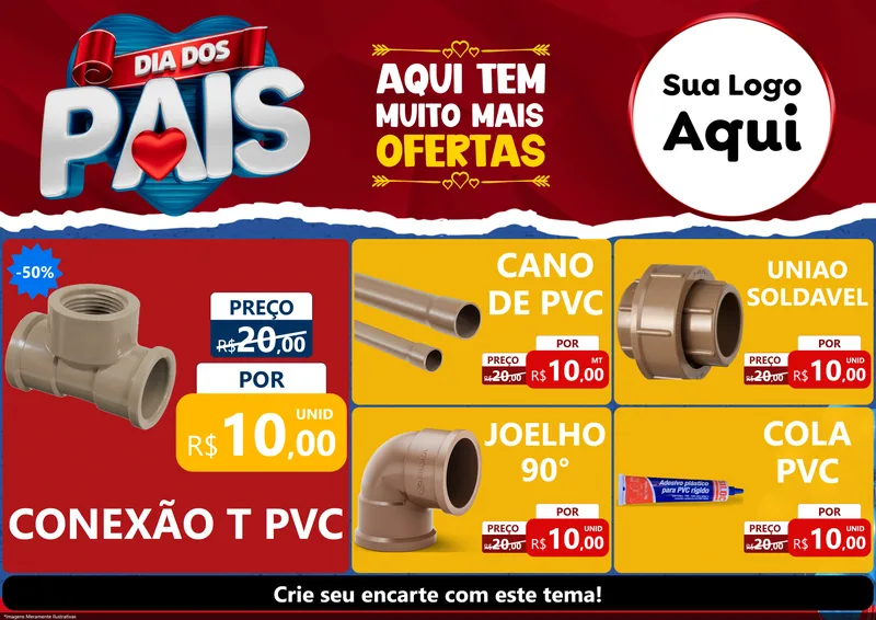 Modelo de Encarte para Encarte A4 Horizontal com o tema Dia dos Pais para Tubos e conexões