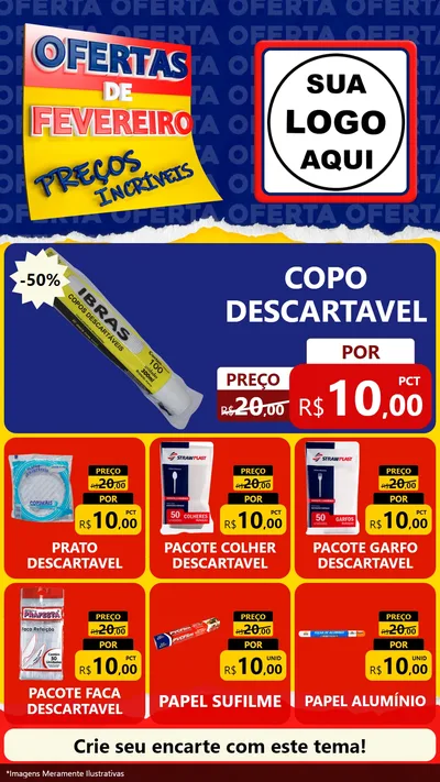 Modelo de Rede Social para Stories com o tema Ofertas de Fevereiro - Preços Incríveis para Embalagens