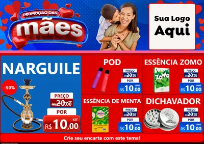 Modelo de Encarte para Encarte A4 Horizontal com o tema Promoção das Mães para Tabacaria