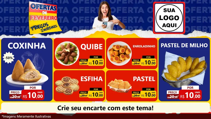 Modelo de TV para TV Horizontal com o tema Ofertas de Fevereiro - Preços Incríveis para Salgadaria