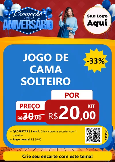 Modelo de Cartaz para Cartaz A4 Vertical com o tema Promoção de Aniversário para Cama, Mesa e Banho