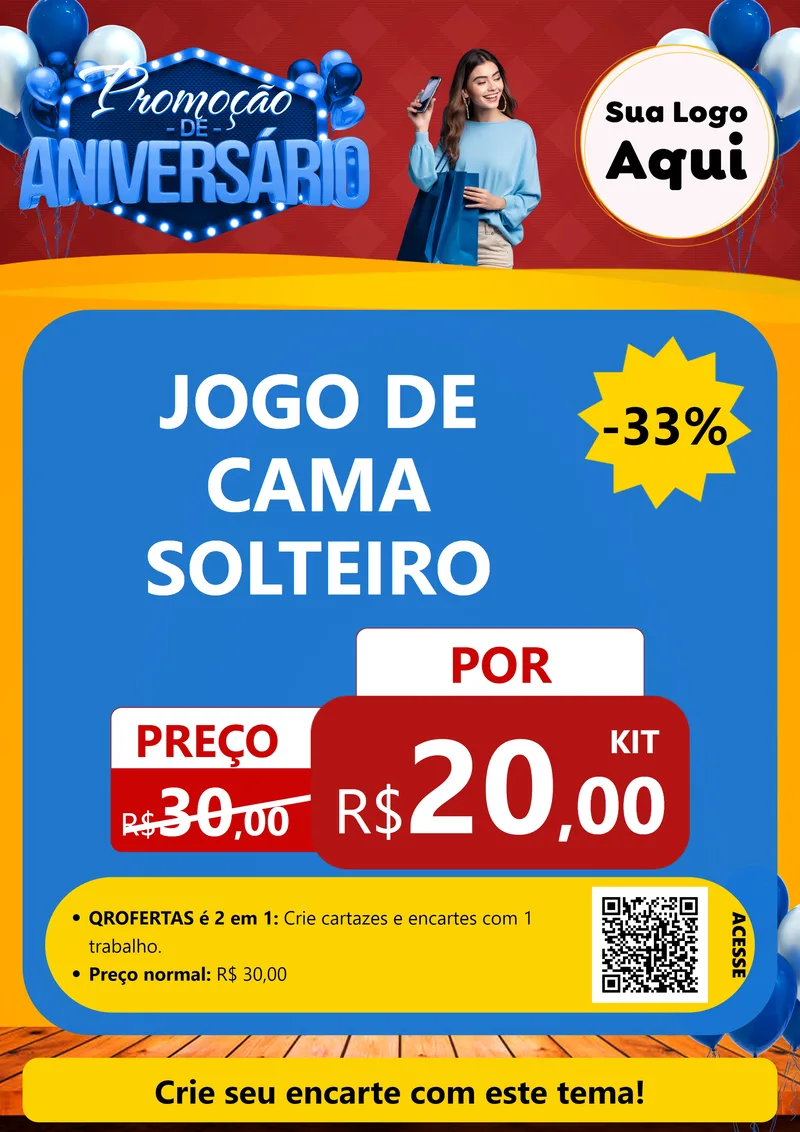 Modelo de Cartaz para Cartaz A4 Vertical com o tema Promoção de Aniversário para Cama, Mesa e Banho