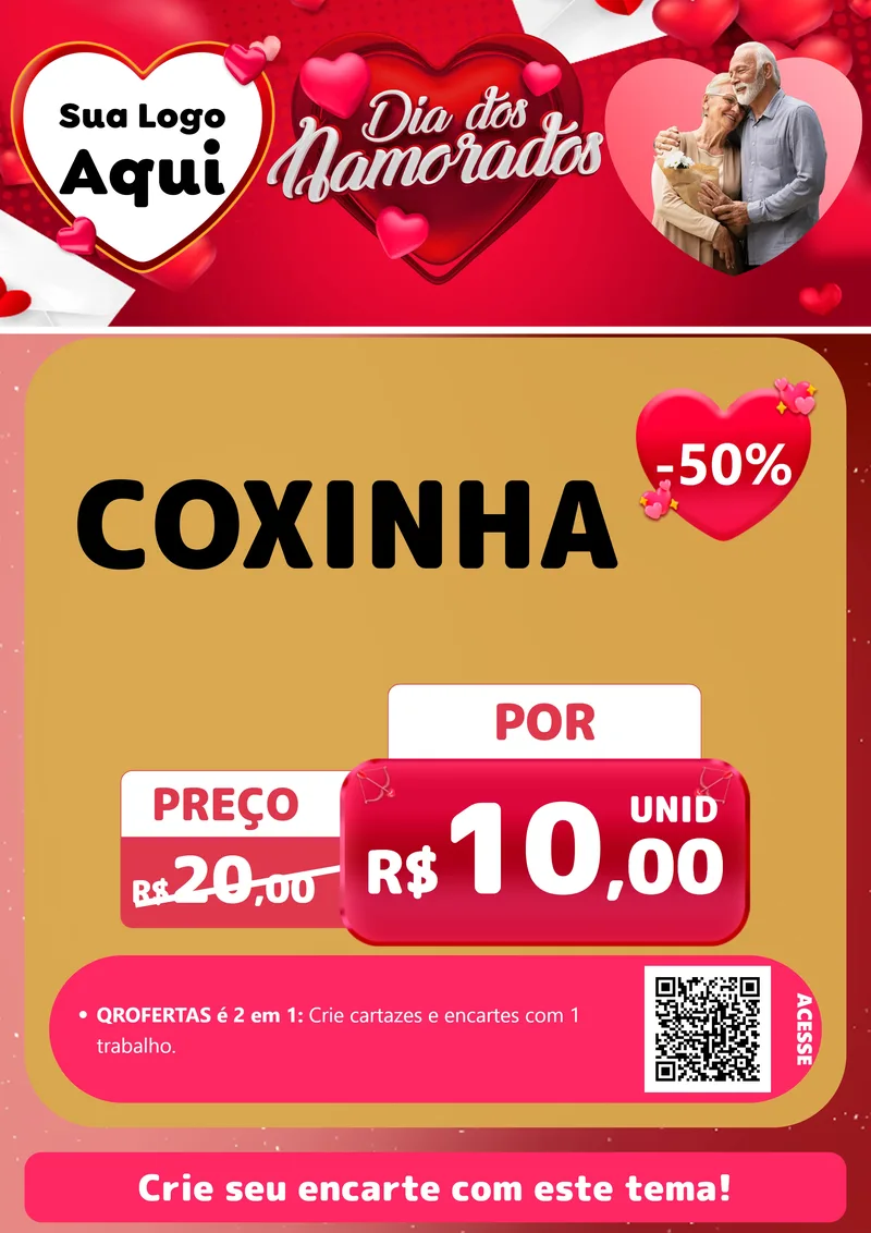 Modelo de Cartaz para Cartaz A4 Vertical com o tema Dia Dos Namorados para Salgadaria