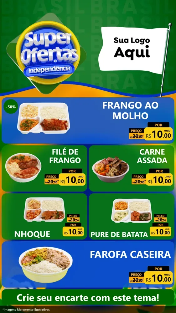 Modelo de TV para TV Vertical com o tema Super Ofertas de Independência para Restaurante