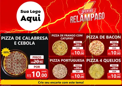 Modelo de Encarte para Encarte A4 Horizontal com o tema Ofertas Relâmpago para Pizzaria