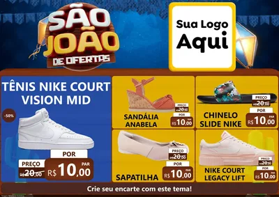 Modelo de Encarte para Encarte A4 Horizontal com o tema São João Ofertas Imbatíveis! - Junina para Calçados