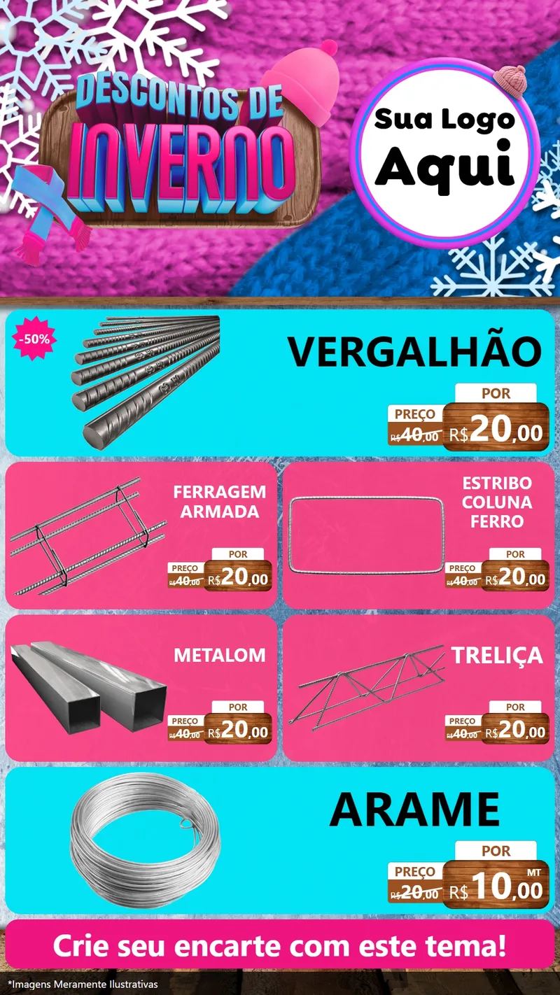 Modelo de TV para TV Vertical com o tema Descontos de Inverno para Ferragens