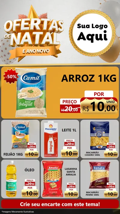Modelo de Rede Social para Stories com o tema Ofertas De Natal E Ano Novo para Supermercado