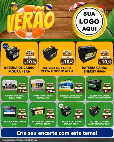 Modelo de Rede Social para Feed Instagram com o tema Verão para Baterias Elétricas