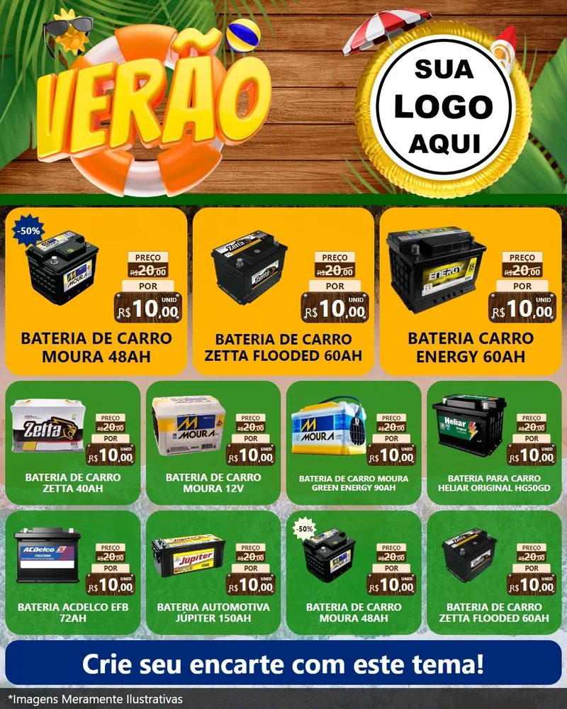 Modelo de Rede Social para Feed Instagram com o tema Verão para Baterias Elétricas