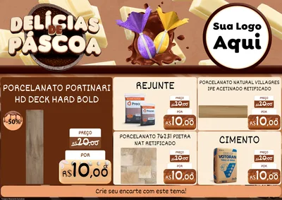 Modelo de Encarte para Encarte A4 Horizontal com o tema Delícias de Páscoa para Pisos e revestimentos