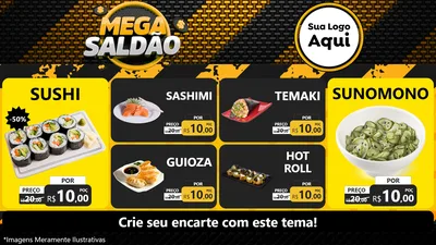 Modelo de TV para TV Horizontal com o tema Mega Saldão para Comida japonesa