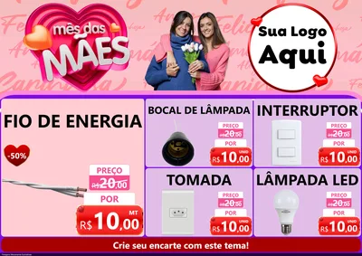 Modelo de Encarte para Encarte A4 Horizontal com o tema Mês Das Mães para Materiais Elétricos