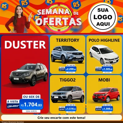 Modelo de Rede Social para Feed Facebook com o tema Semana de Ofertas para Concessionaria de Carros