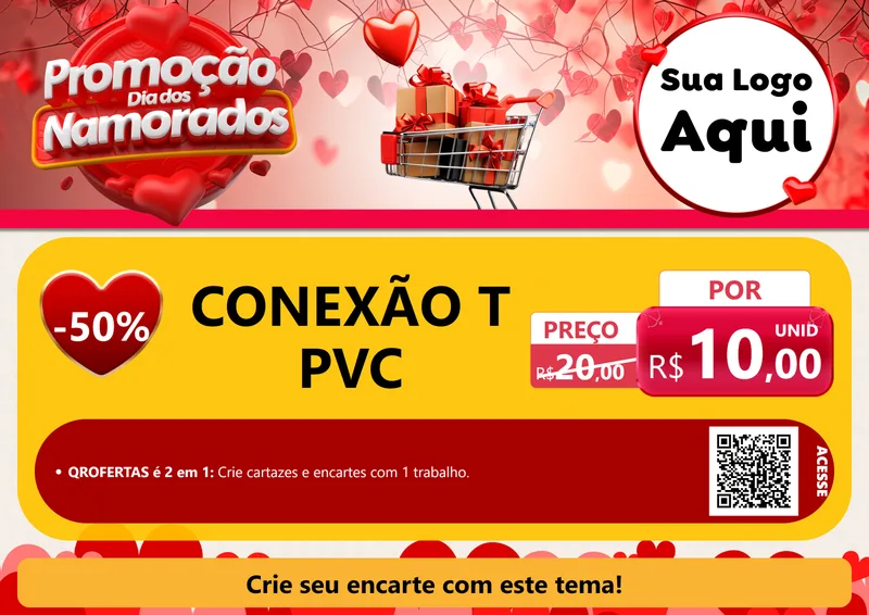 Modelo de Cartaz para Cartaz A4 Horizontal com o tema Promoção Dia dos Namorados para Tubos e conexões