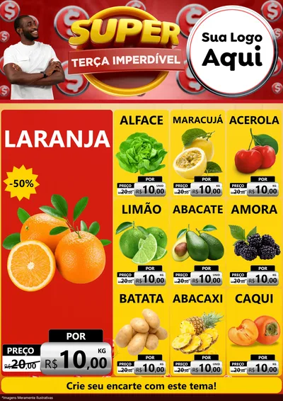 Modelo de Encarte para Encarte A4 Vertical com o tema Super Terça Imperdível para Hortifrúti