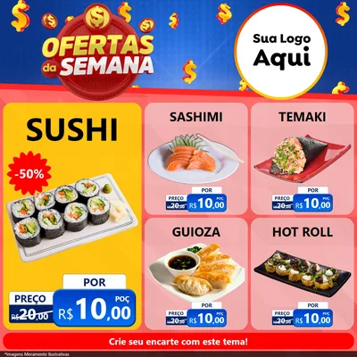 Modelo de Rede Social para Feed Facebook com o tema Ofertas Da Semana para Comida japonesa