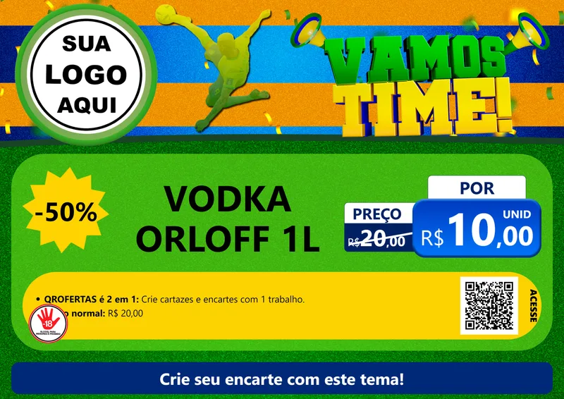 Modelo de Cartaz para Cartaz A4 Horizontal com o tema Vamos Time! para Distribuidora de bebidas
