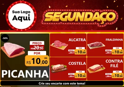 Modelo de Encarte para Encarte A4 Horizontal com o tema Segundaço para Açougue
