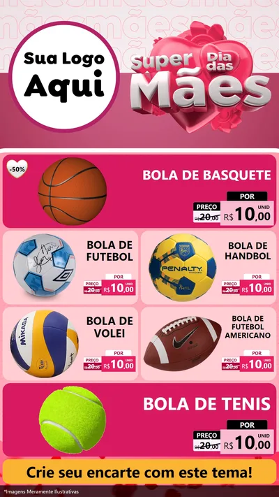 Modelo de TV para TV Vertical com o tema Super Dia Das Mães para Artigos Esportivos