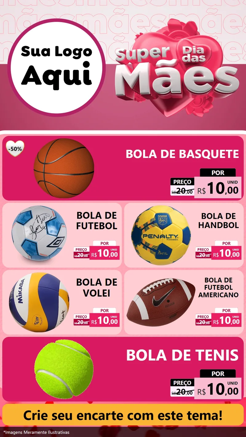 Modelo de TV para TV Vertical com o tema Super Dia Das Mães para Artigos Esportivos