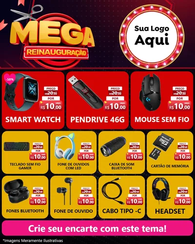 Modelo de Rede Social para Feed Instagram com o tema Mega Reinauguração para Informática