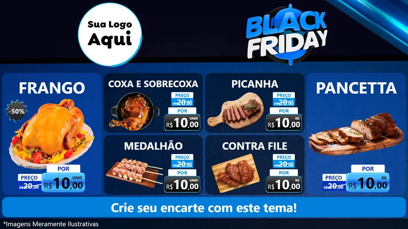 Modelo de TV para TV Horizontal com o tema Black Friday para Assados