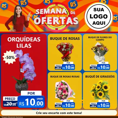 Modelo de Rede Social para Feed Facebook com o tema Semana de Ofertas para Floricultura e jardim