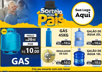 Modelo de Encarte para Encarte A4 Horizontal com o tema Sorteio Dia Dos Pais para Água e gás