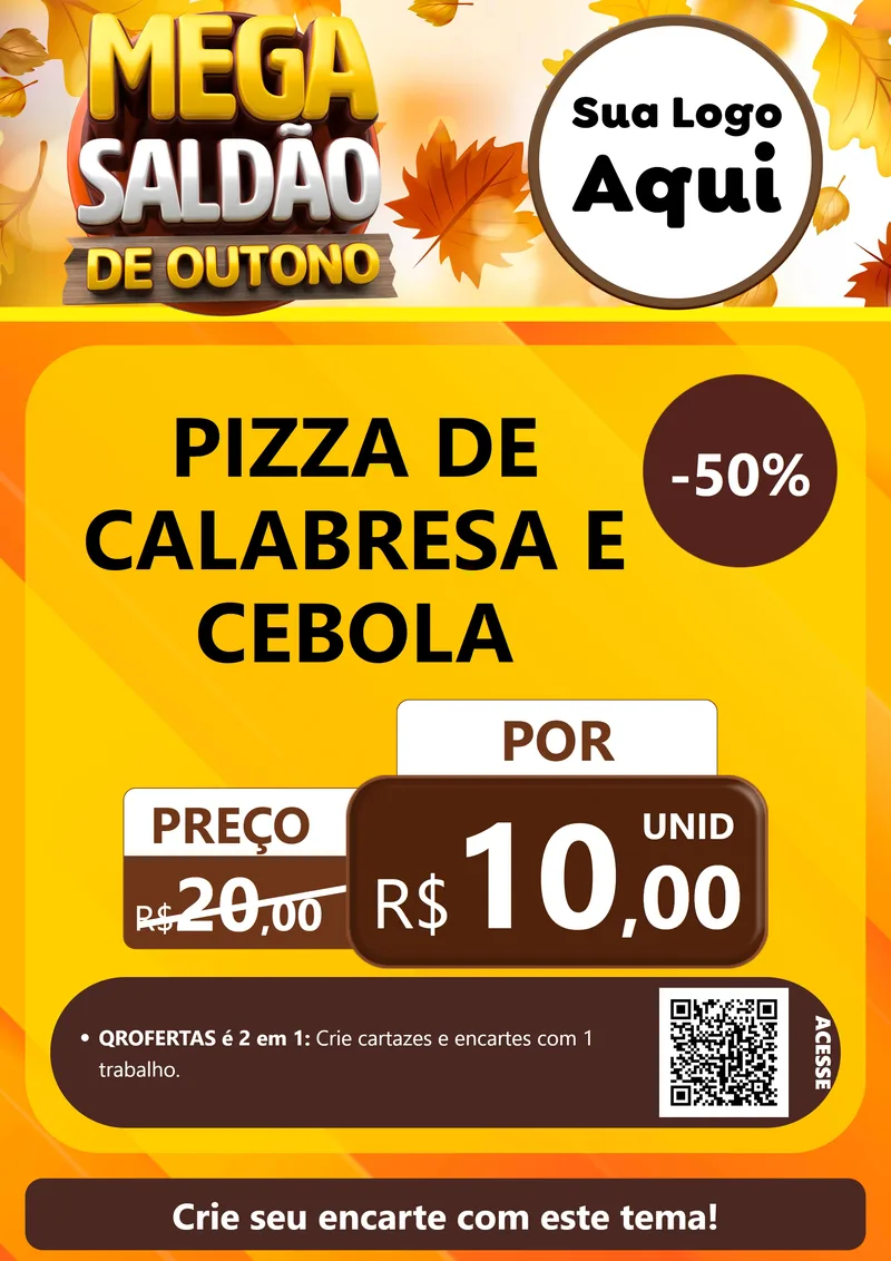 Modelo de Cartaz para Cartaz A4 Vertical com o tema Mega Saldão de Outono para Pizzaria