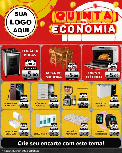 Modelo de Rede Social para Feed Instagram com o tema Quinta da Economia para Móveis e Eletro
