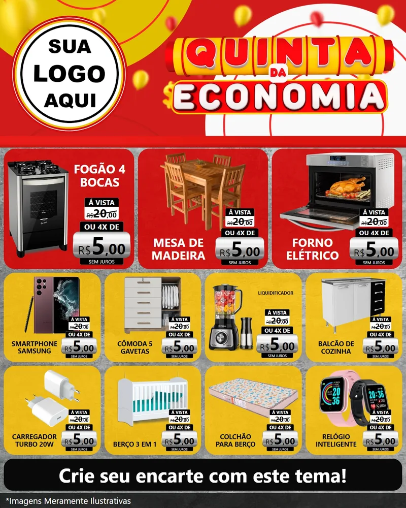 Modelo de Rede Social para Feed Instagram com o tema Quinta da Economia para Móveis e Eletro