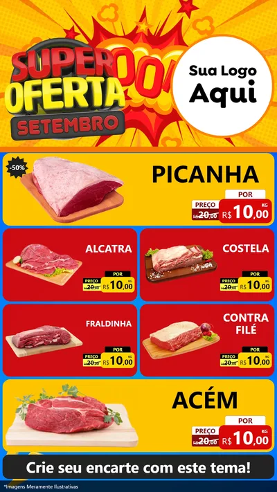 Modelo de TV para TV Vertical com o tema Super Oferta Setembro para Açougue
