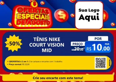 Modelo de Cartaz para Cartaz A4 Horizontal com o tema Ofertas Especiais de Agosto para Calçados