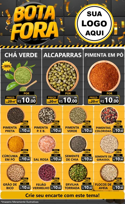 Modelo de Encarte para Encarte Grande com o tema Bota Fora para Produtos Naturais