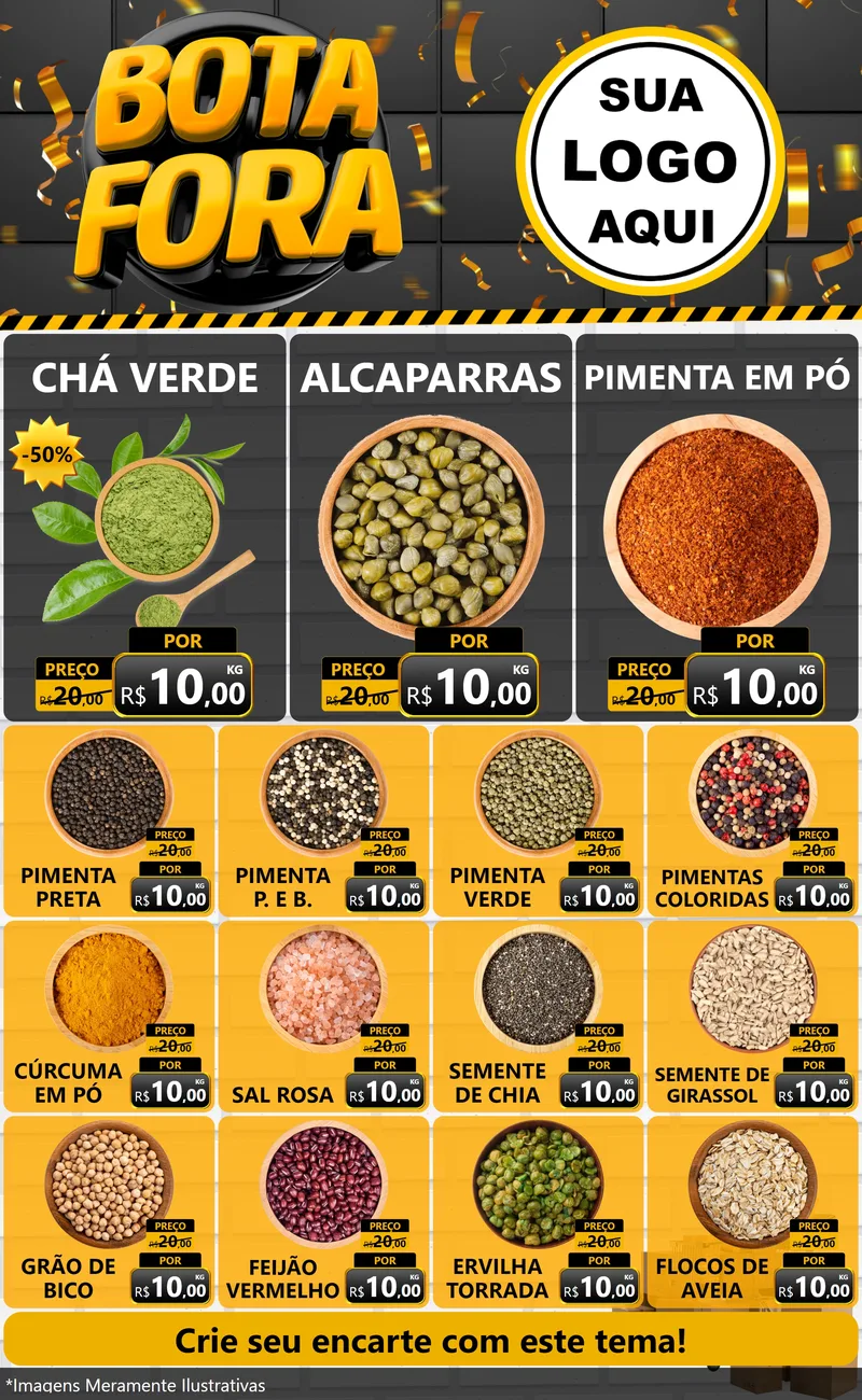 Modelo de Encarte para Encarte Grande com o tema Bota Fora para Produtos Naturais