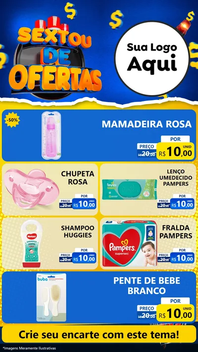 Modelo de TV para TV Vertical com o tema Sextou de Ofertas para Bebês