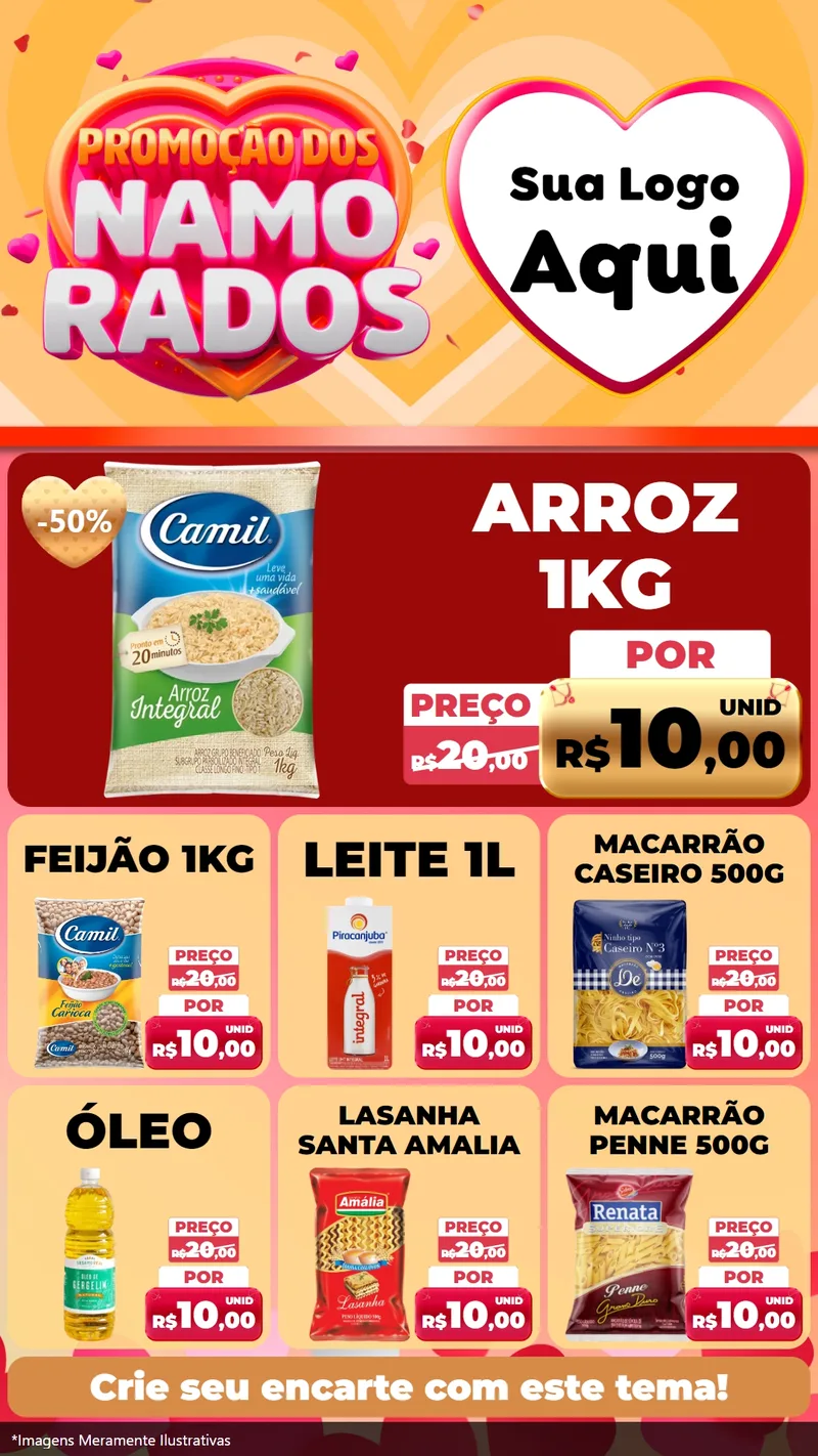Modelo de Rede Social para Stories com o tema Promoção dos Namorados para Supermercado