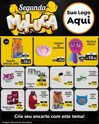 Modelo de Rede Social para Feed Instagram com o tema Segunda Maluca para Pet Shop
